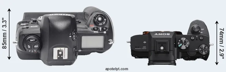 Compare D1X versus A7 III top
