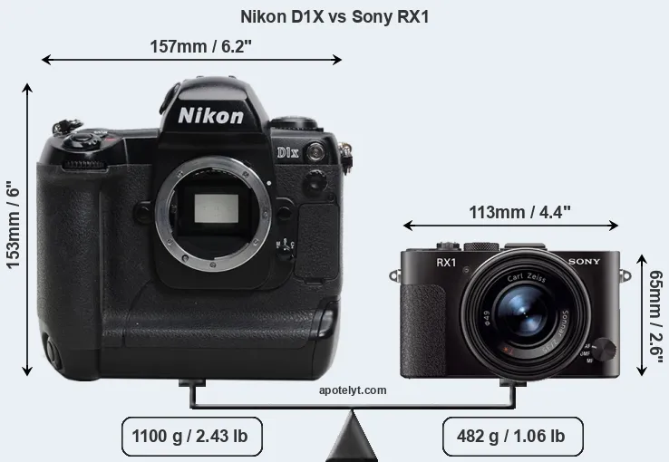 Size Nikon D1X vs Sony RX1