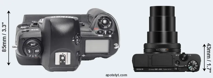 Compare D1X versus RX100 VI top