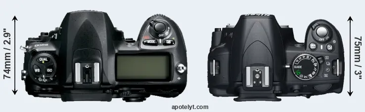 Compare D200 versus D3100 top