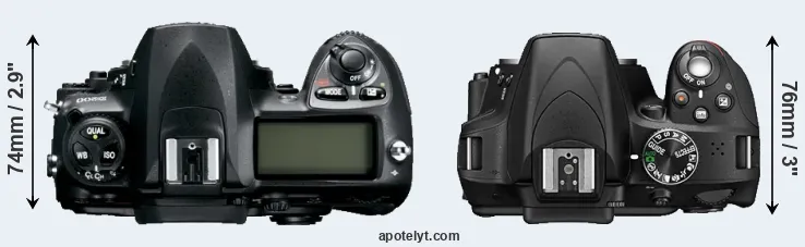 Compare D200 versus D3300 top
