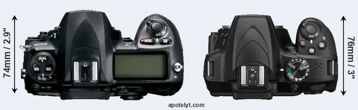 Compare D200 versus D3400 top