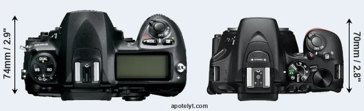 Compare D200 versus D5600 top