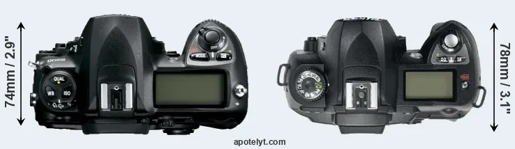 Compare D200 versus D70 top