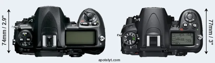 Compare D200 versus D7000 top
