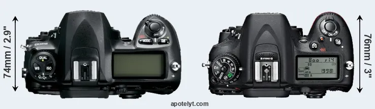 Compare D200 versus D7100 top