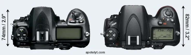 Compare D200 versus D800 top