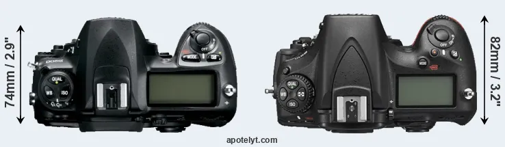 Compare D200 versus D810 top