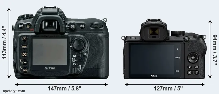 Comparison D200 or Z50 rear
