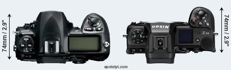 Compare D200 versus Z6 III top