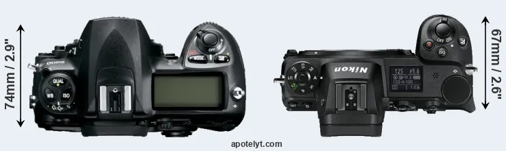 Compare D200 versus Z6 top