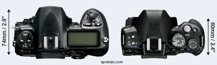 Compare D200 versus E-600 top