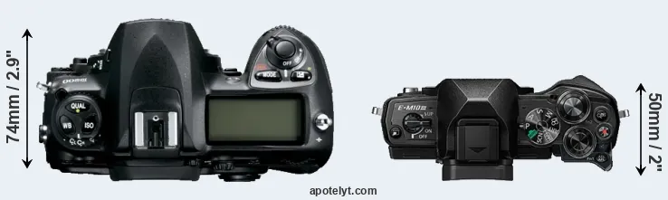Compare D200 versus E-M10 III top