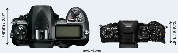 Compare D200 versus E-M5 II top