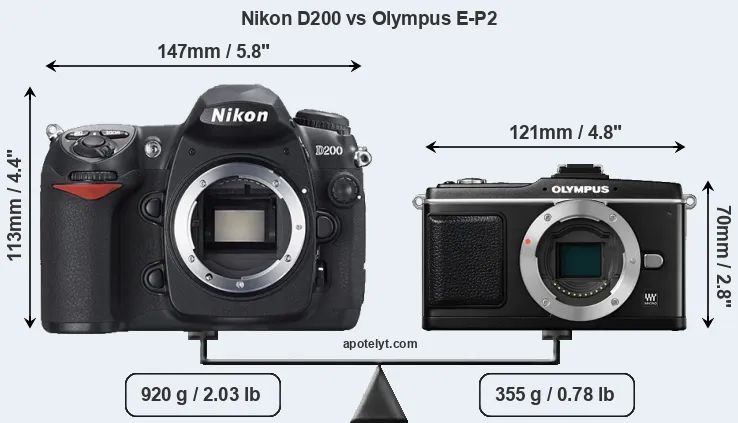 Size Nikon D200 vs Olympus E-P2