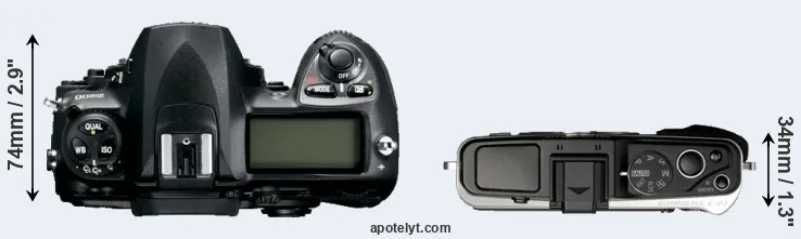 Compare D200 versus E-P3 top