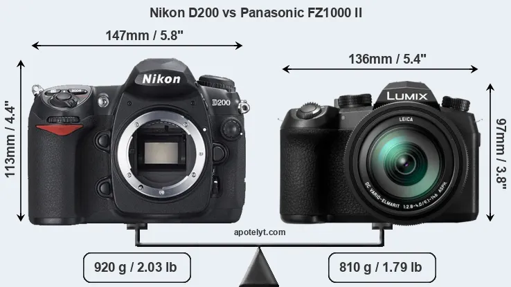 Size Nikon D200 vs Panasonic FZ1000 II