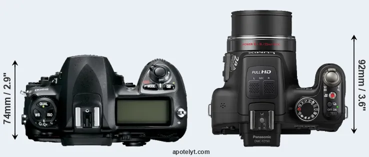 Compare D200 versus FZ150 top
