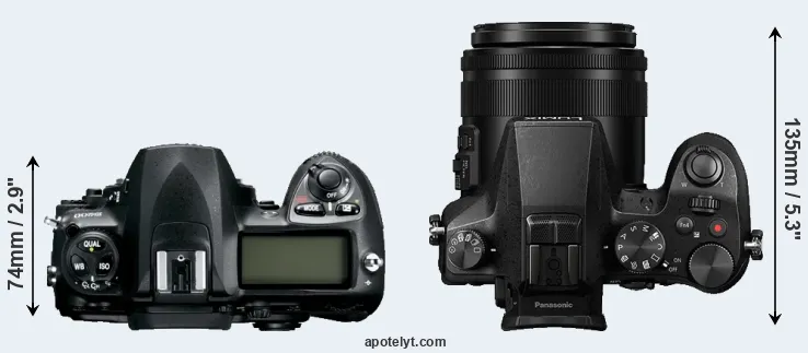 Compare D200 versus FZ2000 top