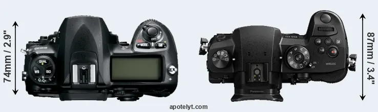 Compare D200 versus GH5 top