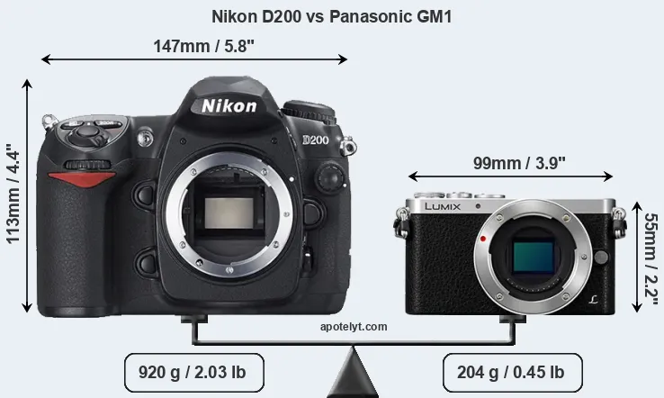 Size Nikon D200 vs Panasonic GM1