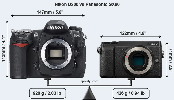 Size Nikon D200 vs Panasonic GX80