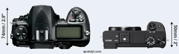 Compare D200 versus A6400 top