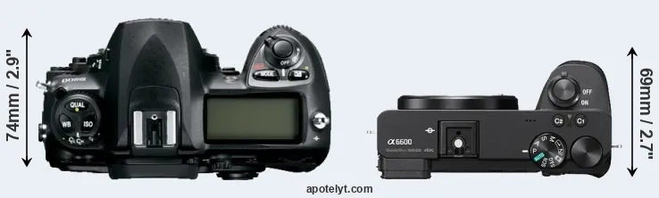 Compare D200 versus A6600 top