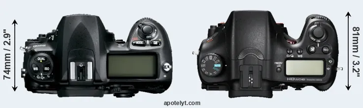 Compare D200 versus A77 top