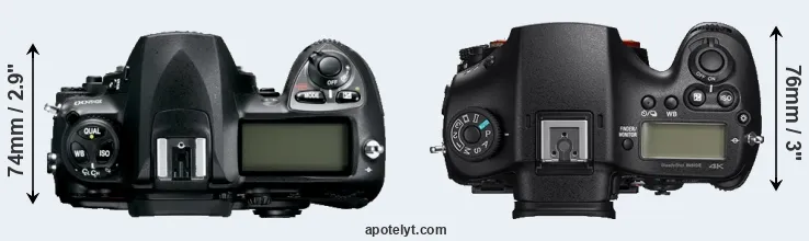 Compare D200 versus A99 II top