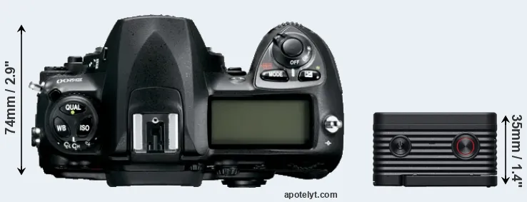 Compare D200 versus RX0 II top