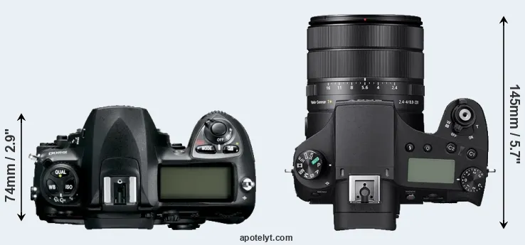 Compare D200 versus RX10 IV top