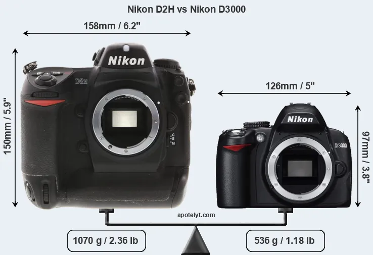 Size Nikon D2H vs Nikon D3000