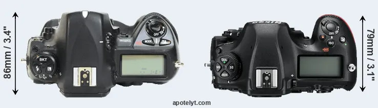 Compare D2H versus D850 top