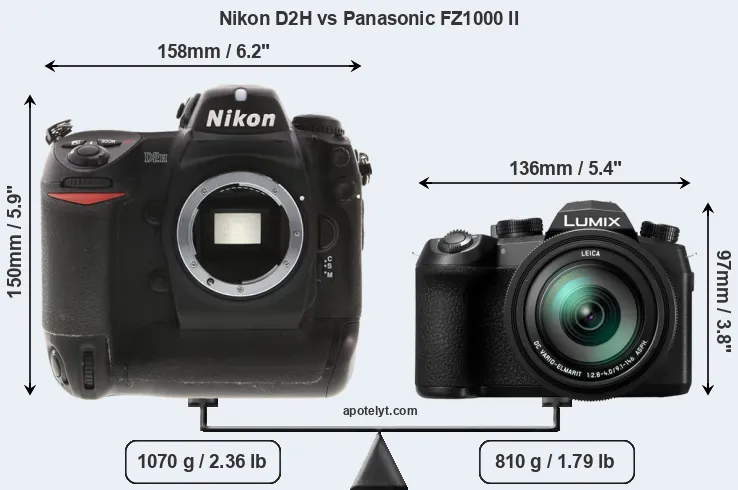 Size Nikon D2H vs Panasonic FZ1000 II