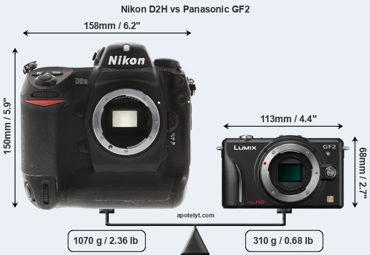 Size Nikon D2H vs Panasonic GF2