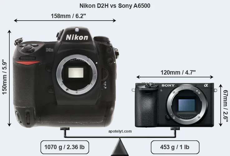 Size Nikon D2H vs Sony A6500