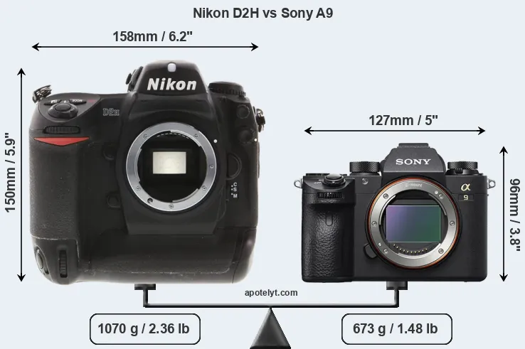 Size Nikon D2H vs Sony A9