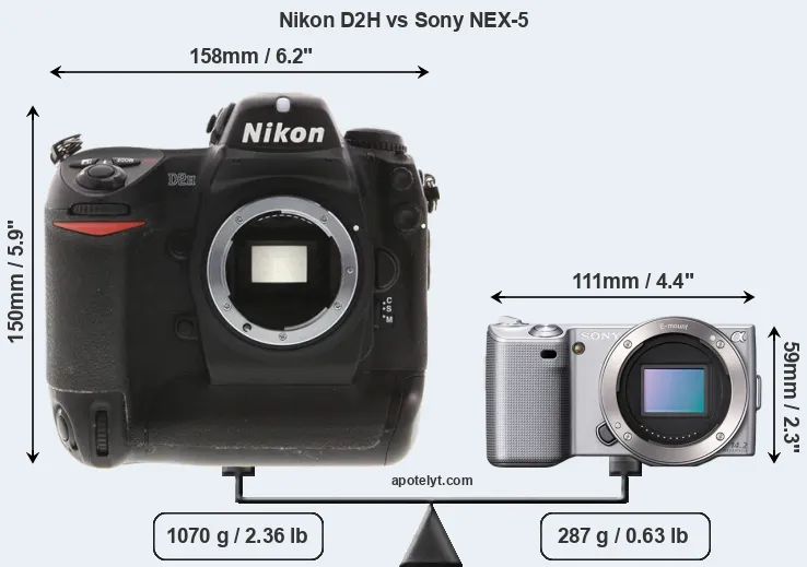 Size Nikon D2H vs Sony NEX-5
