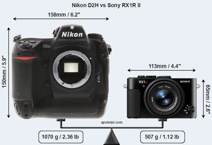 Size Nikon D2H vs Sony RX1R II