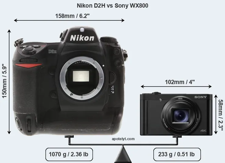 Size Nikon D2H vs Sony WX800