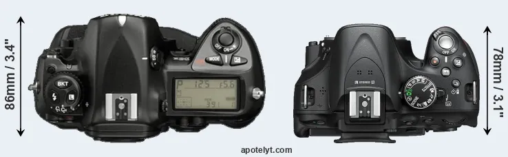Compare D2X versus D5200 top
