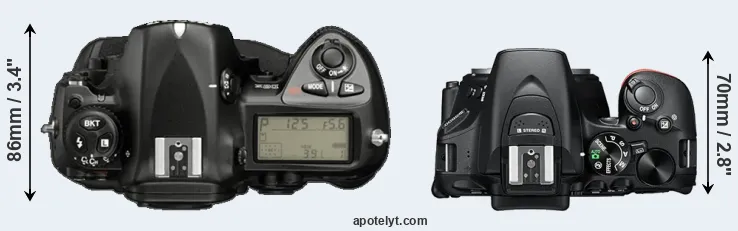 Compare D2X versus D5600 top