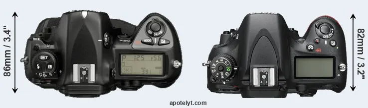 Compare D2X versus D600 top