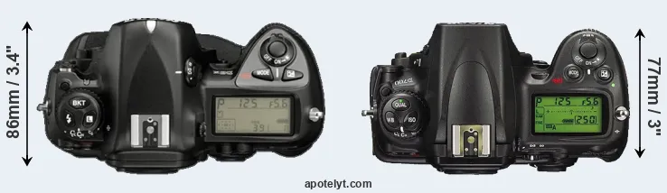 Compare D2X versus D700 top