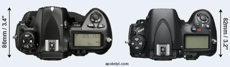 Compare D2X versus D800E top
