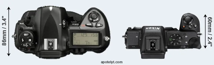 Compare D2X versus Z50 top