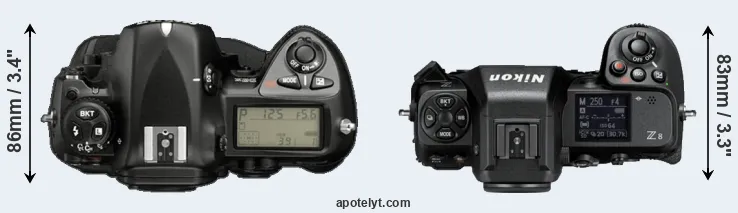 Compare D2X versus Z8 top