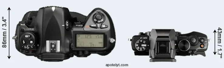 Compare D2X versus E-M5 top