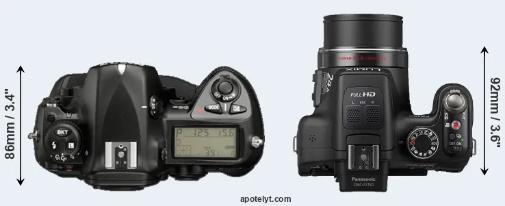 Compare D2X versus FZ150 top